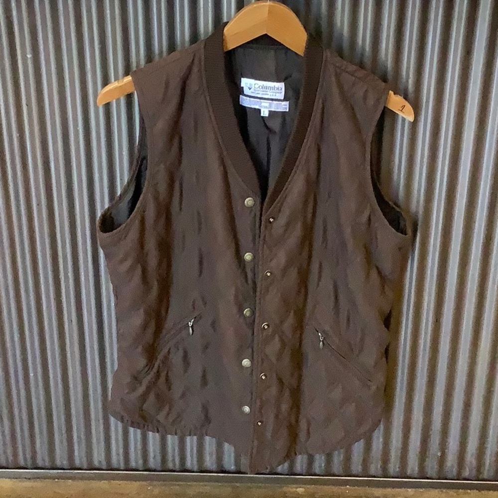 Brown quilted Columbia vest